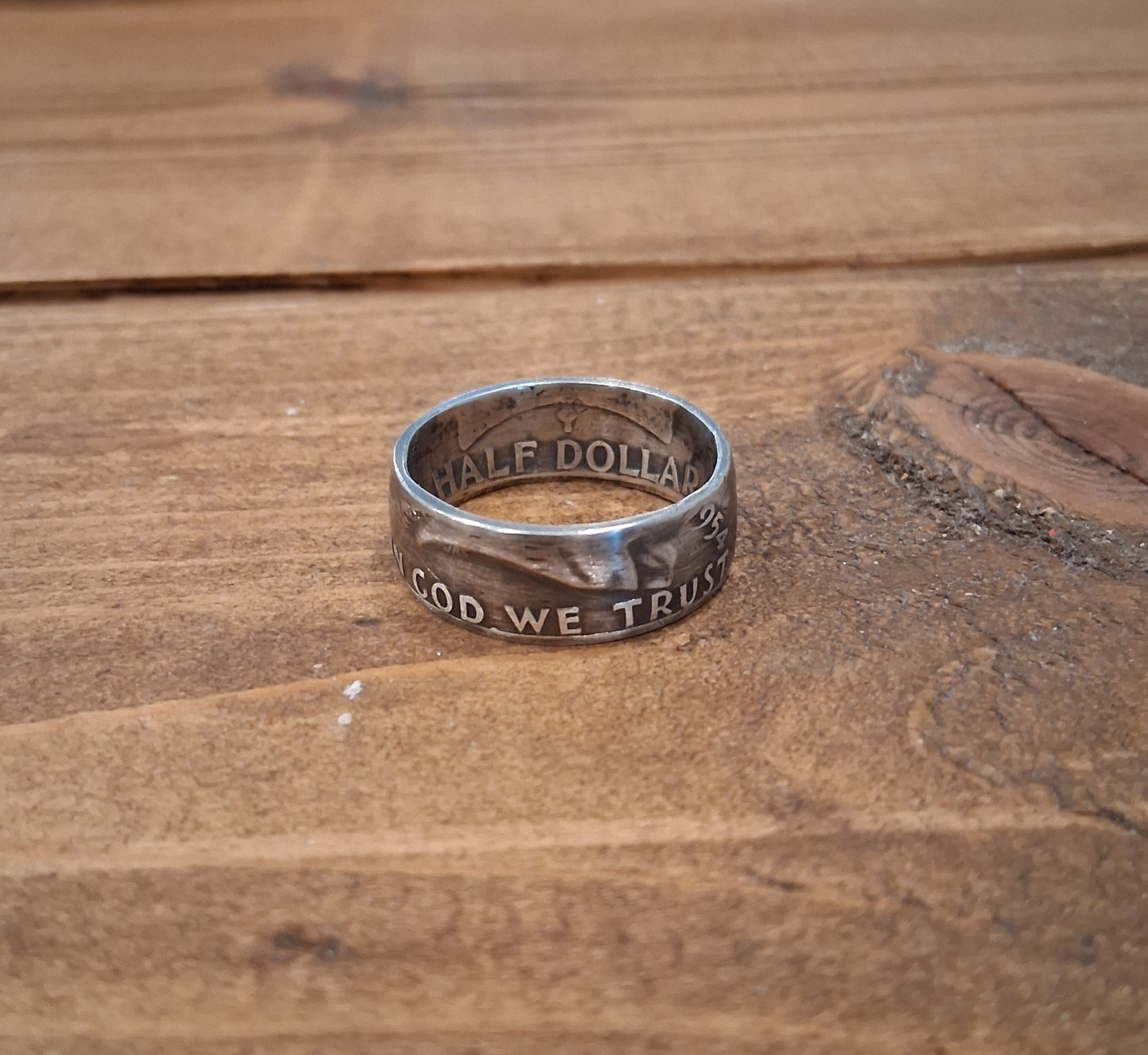 Silver Franklin half dollar coin rings